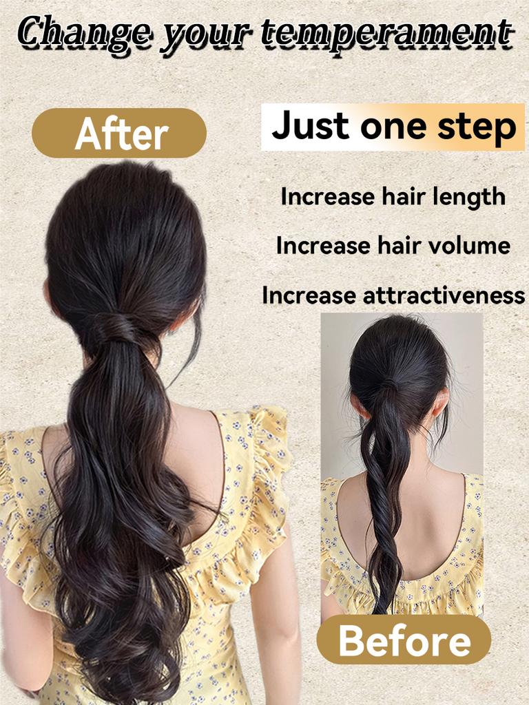 18 Inch Synthetic Curly Wavy Ponytail Extension Elastic Headband Hairpiece For Women Daily Party Styling Accessory
