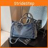 Vintage Denim Tote Bag For Women With Large Capacity And Crossbody Style For Daily Use