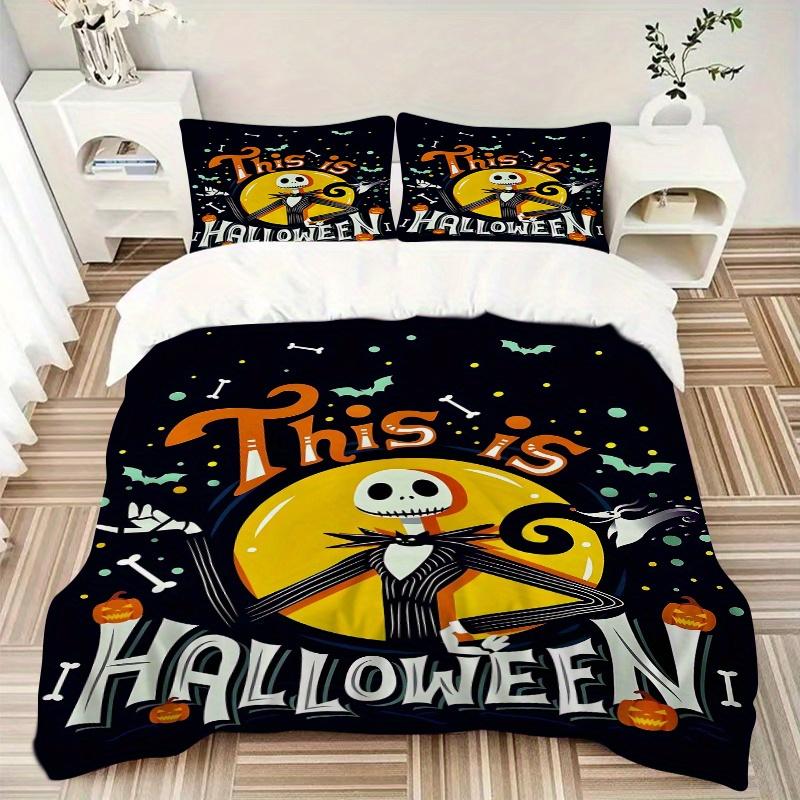 3pcs This Is Halloween Jack Bedding Set Includes Quilt Cover and Pillowcases, Suitable for All Seasons B094