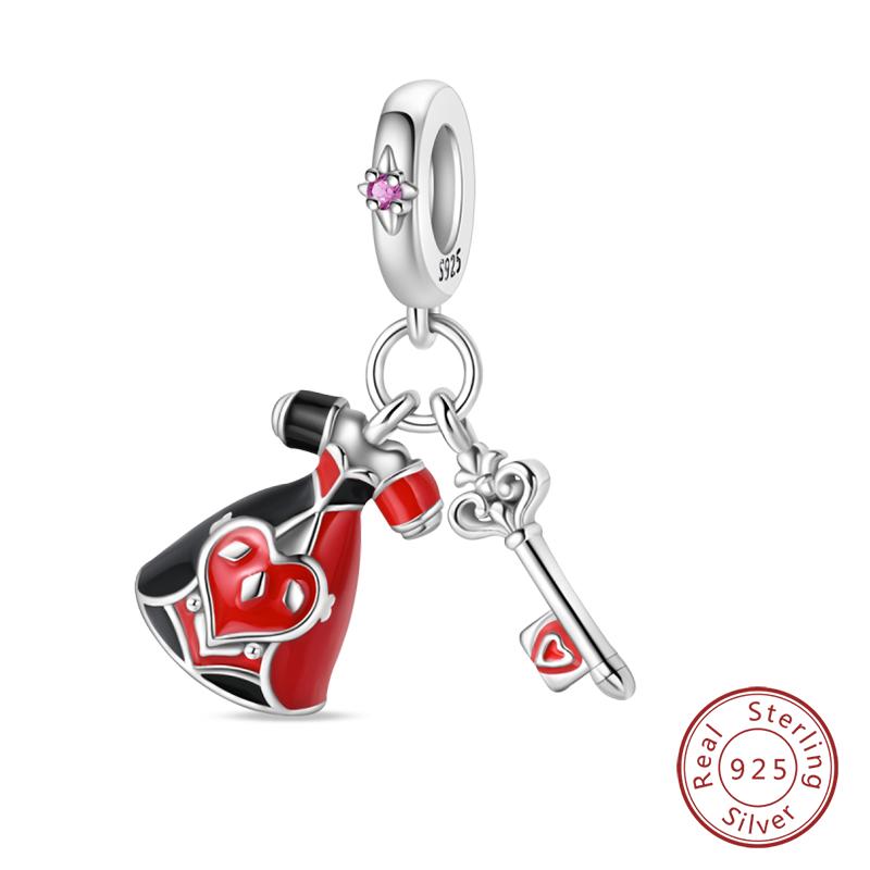 100% Copper Exquisite Tarot Cards Bracelet Pendants Blood Red Fire Snake Rose Charms Beads Diy Jewelry For Women