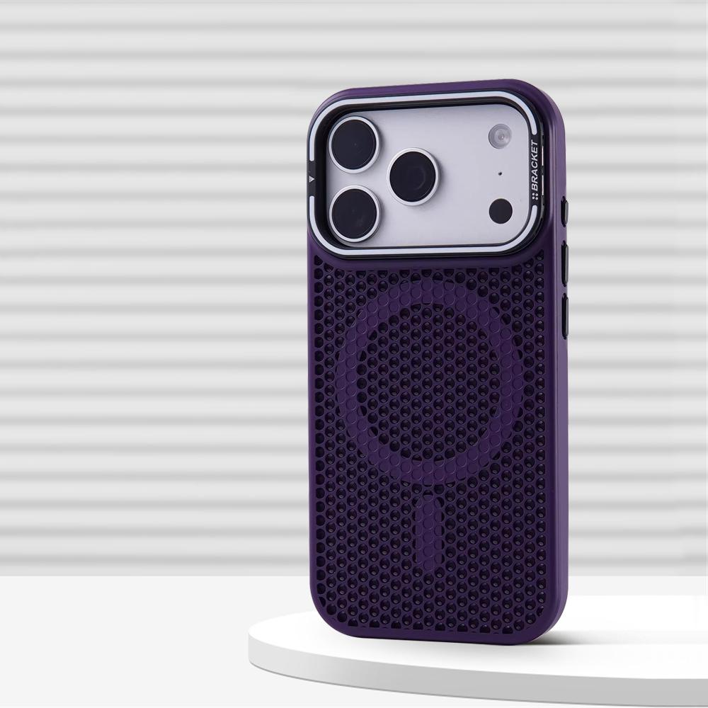 Honeycomb Grid Mesh Cooling for Magsafe Case for iPhone 17 Pro Max 16 15 13 14 12 Plus Alloy Lens Bracket Wireless Charge Cover