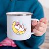 Cartoon Unicorn Printed Creative Mug Water Juice Drinks Milk Cup Enamel Mugs Handle Drinkware Kids Birthday Children's Day Gift