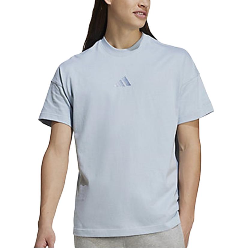 adidas Simple Round Neck Breathable T-Shirt With Small Logo Men Tops Blue IY4142
