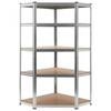 Day and Night - Day and Night Corner Shelf 5 Levels Plywood and Silver Steel