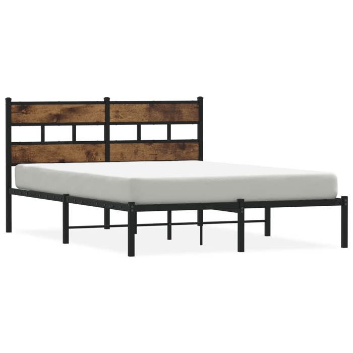 VidaXL Metal Bed Frames Without Mattress Smoked Oak 140x200 Cm 4017054