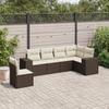 6-teiliges Gartensofa-Set mit Kissen Braun Poly-Rattan