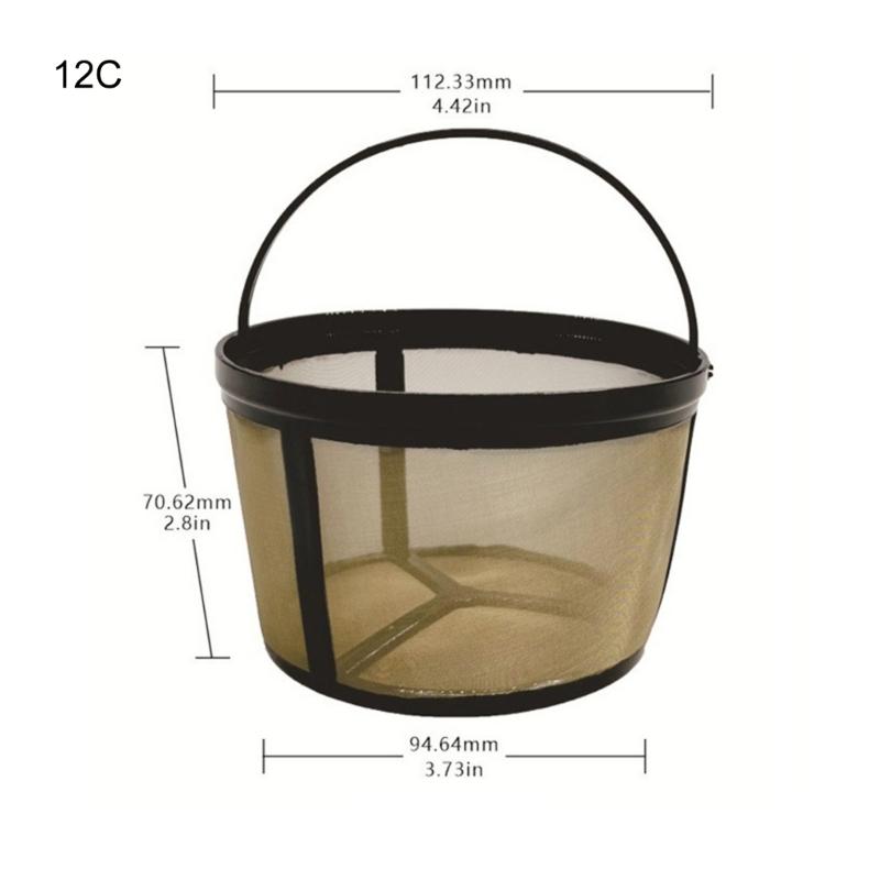 Practical Golden Tone Coffee Filter Durable Coffee Filter Coffee Strainer for 4/6/8/12 Cup Basket Style Coffee Maker