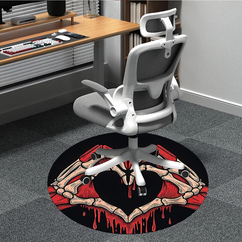 

1pc Skeleheart Office Round Area Rug, Indoor Mat Suitable ForOffice, Under Office Chairs Bedroom Living Room Home Decor, Room Deco T041 80cm by 80cm
