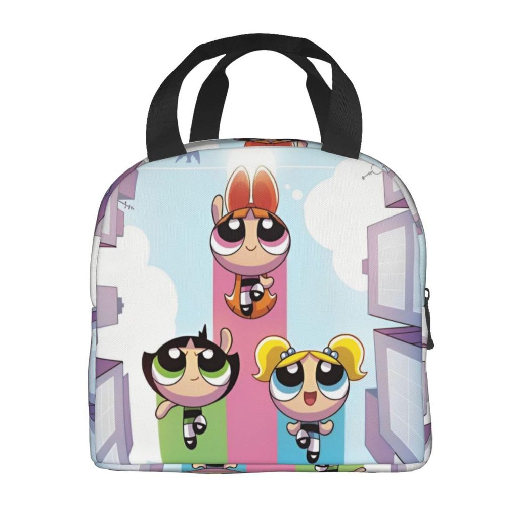 P-PowerPuffs Cartoon Accessories Insulated Lunch Bags For Work Food Storage Bag Portable Cooler Thermal Bento Box