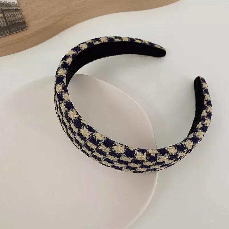 Retro French Wide Skull Top Sponge Headband for Women - Milk Coffee Color Hair Accessory