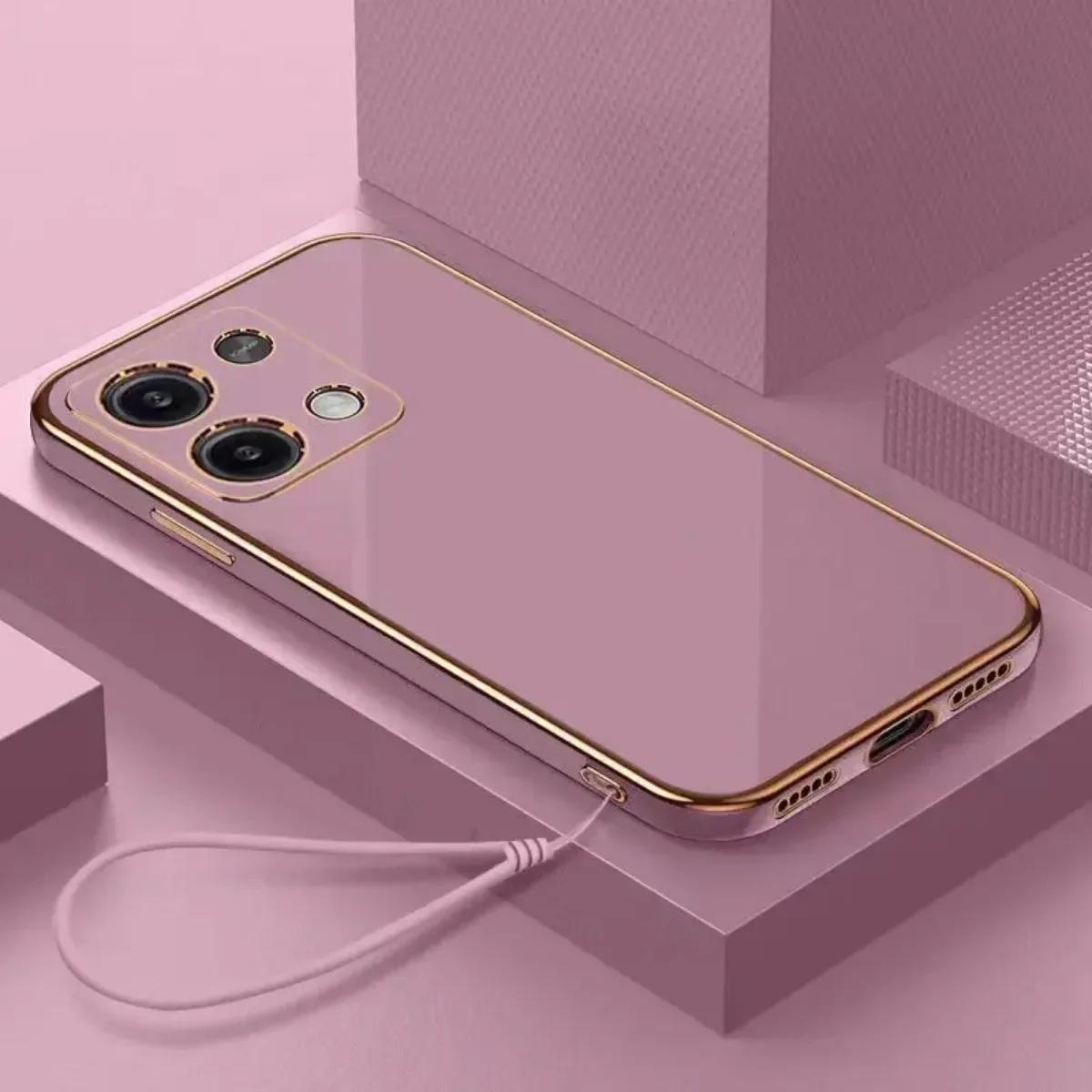 

Luxury Square Plating Phone Case For Redmi Note 13 4G 5G Redmi Note 13 PRO 5G 4G Note 13 Pro Plus with Strap Shockproof Cover Redmi Note 13 5G чорний