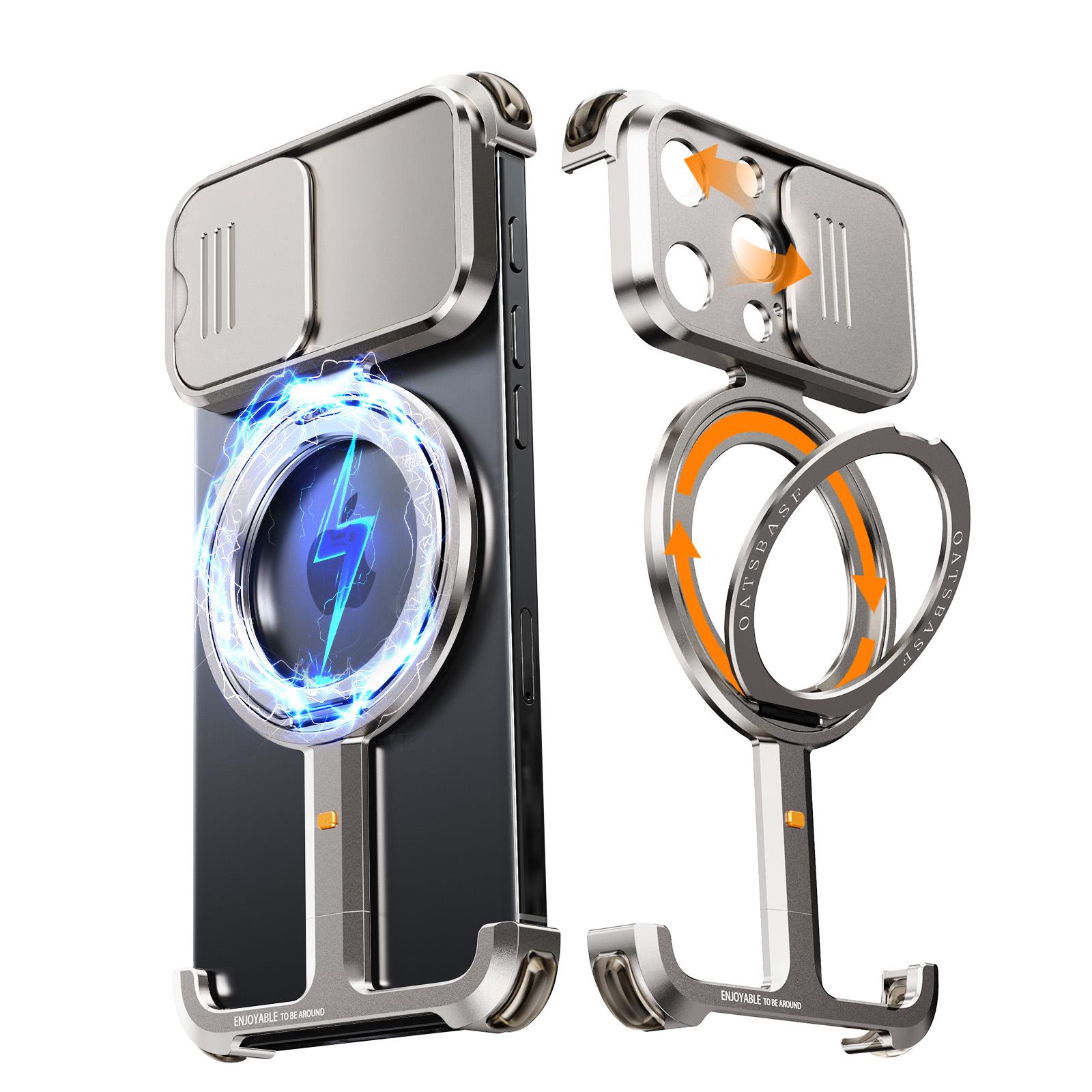 

Eary Desert Titanium Phone Case for iPhone 16 15 Pro Max with MagSafe 360° Rotation Magnetic Stand Full Camera Lens Protection For iPhone 15 Pro