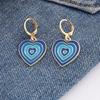 1 Pair Cute Gradient Color Heart-shaped Hoop Earring- Vintage Colorful Enamel Love Heart Dangle Drop Earring for Women Girl Teen 14K Gold Plated