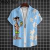 Cartoon Leopard Grafik Herren Kurzarm Hemd mit Kragen Oberteile Unisex Rosa Knopfleiste Hawaiian Hemden Sommer Täglich Damen Blusen
