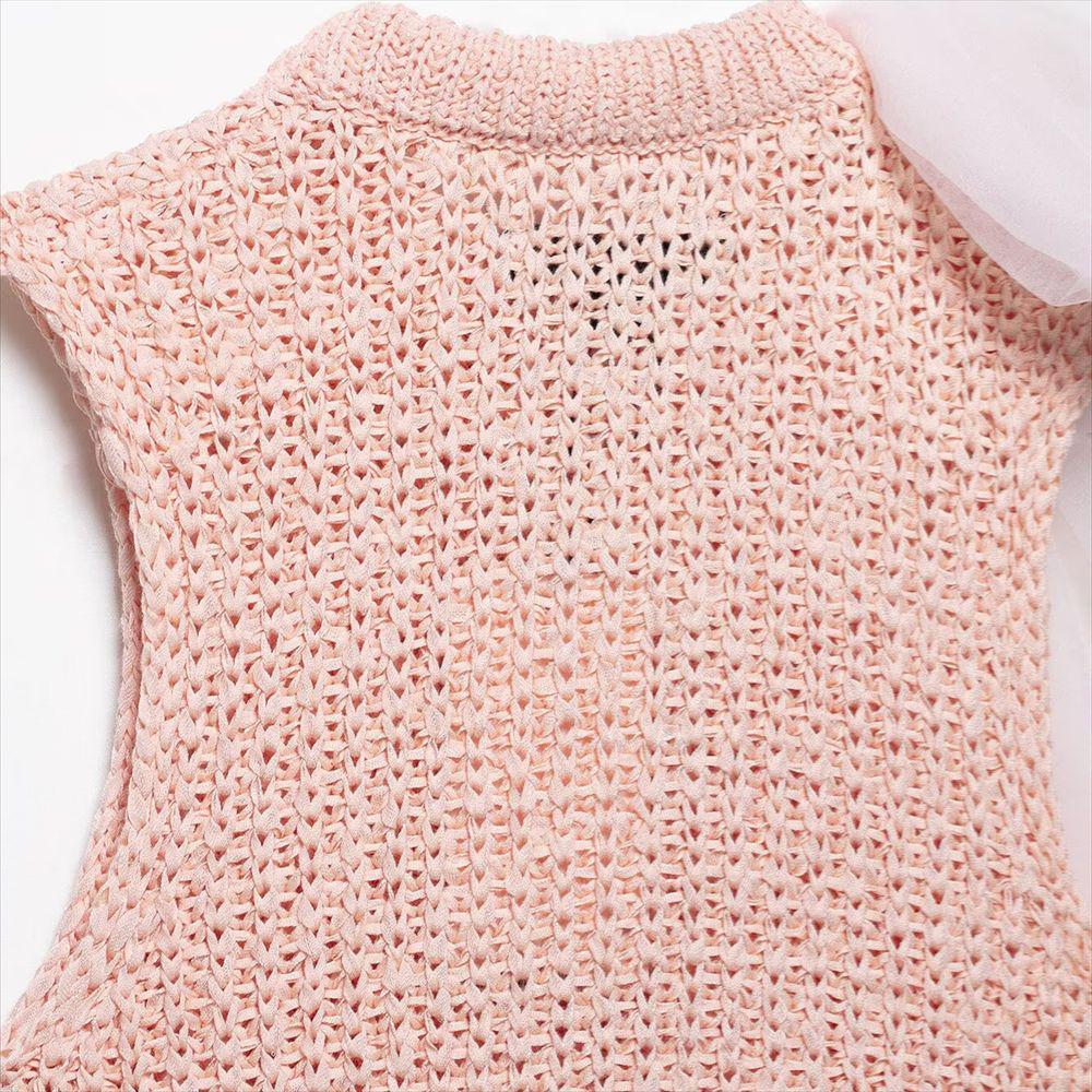 2025 Spring/Summer Women's Sleeveless Knitted Top with Transparent Yarn Bow Decoration