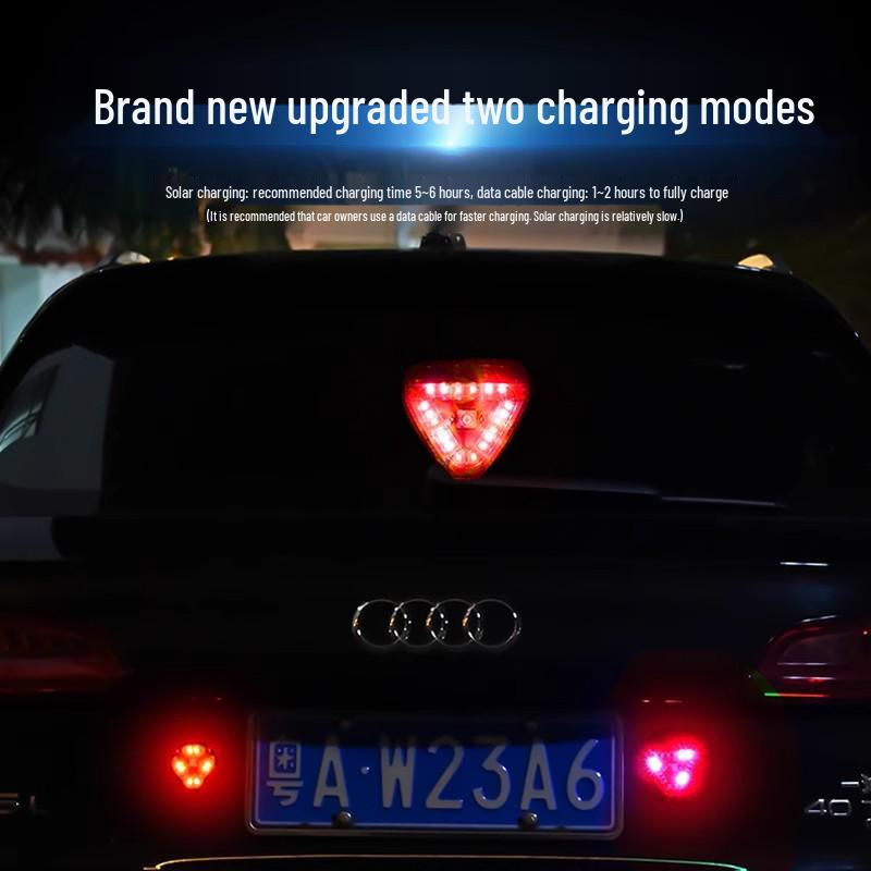 Solar-Powered Triangle Strobe Motorcycle Light - No Wiring Needed