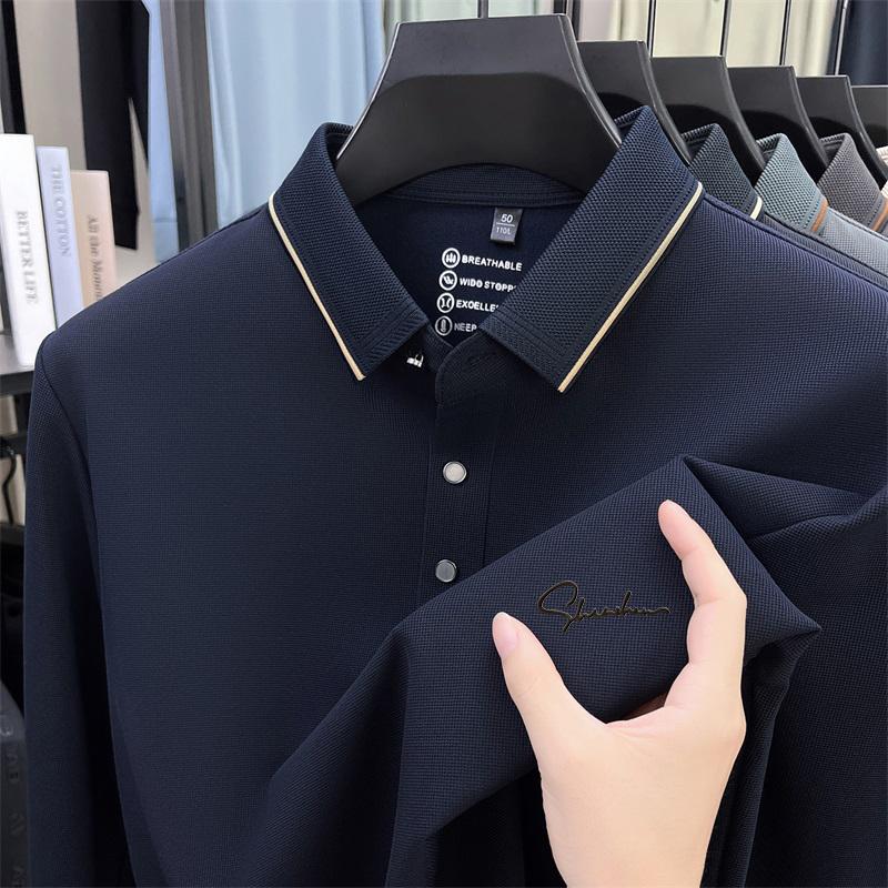 

Men S Long Sleeved T-Shirt Shirt Collar Polo Shirt 2025 Spring Autumn New Casual Wear M