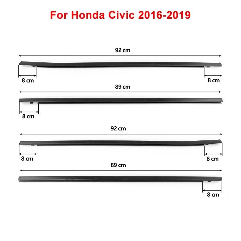 4 stycken Bilfönsterväderlist Glasfönster Gummilist Formningslist för Honda Civic 2006-2019 Innerbackspeglar 6