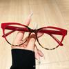 New European and American contrasting color splicing retro cat eye glasses American ultra-light large frame commuting classic versatile flat mirror