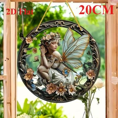 2D Flat Elf Fairy Decoration Window Catcher Is Suitable for Home Decoration, Courtyard, Room, Bar Scene Decoration, Holiday Gifts, Home Pendants