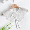 Elegant White Embroidered Flower Detachable Collar for Women Fashionable Sequins Embellished Mesh Shawl Wrap Capelet