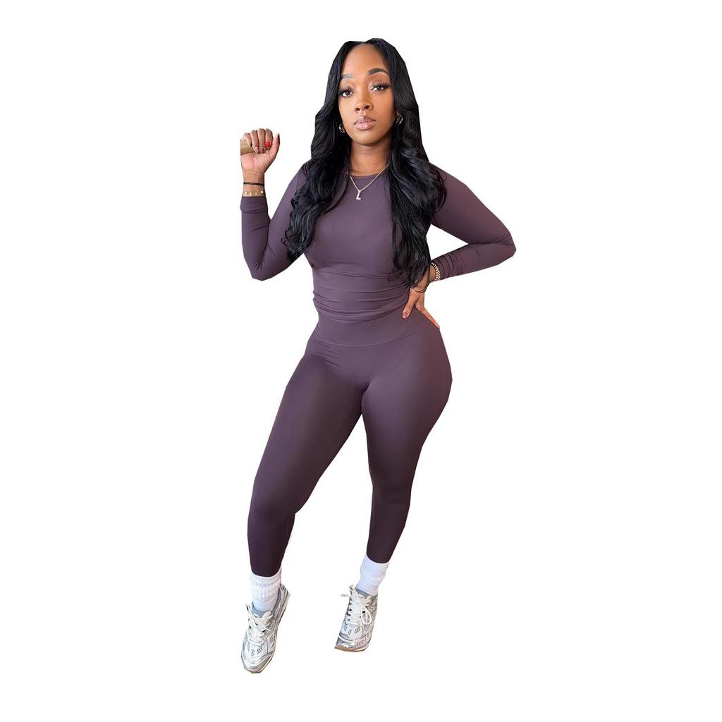 TW815 Women's Brushed Slimming Fitness Set - Sexy, High Elasticity, Fashionable Sportswear for a Stylish Commute