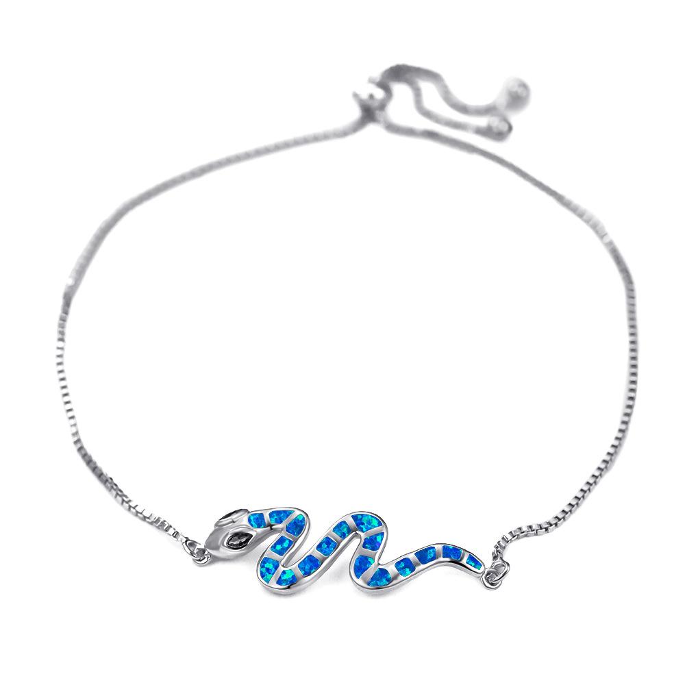 Rose Gold Blue White Green Eyed Snake Drawstring Womens Versatile Bracelet