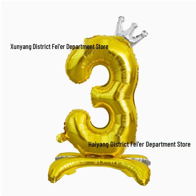 32-Inch Ins Style Digital Standing Crown Base Foil Balloon for Children's First Birthday