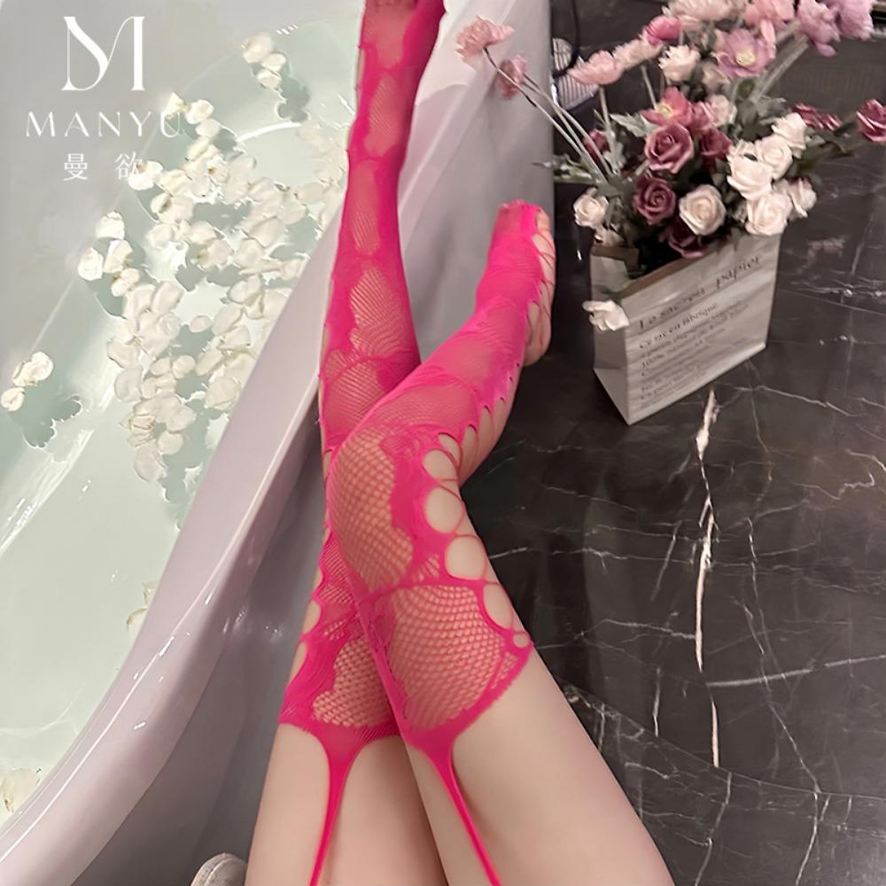 Man Desire Sex Stockings Fishnet Socks Black Side Mesh Retro Rose Sexy Hollow Stockings Pantyhose 4022