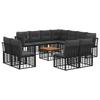 Outdoor Sofa Set 12 Pcs Black and Dark Grey Polyester