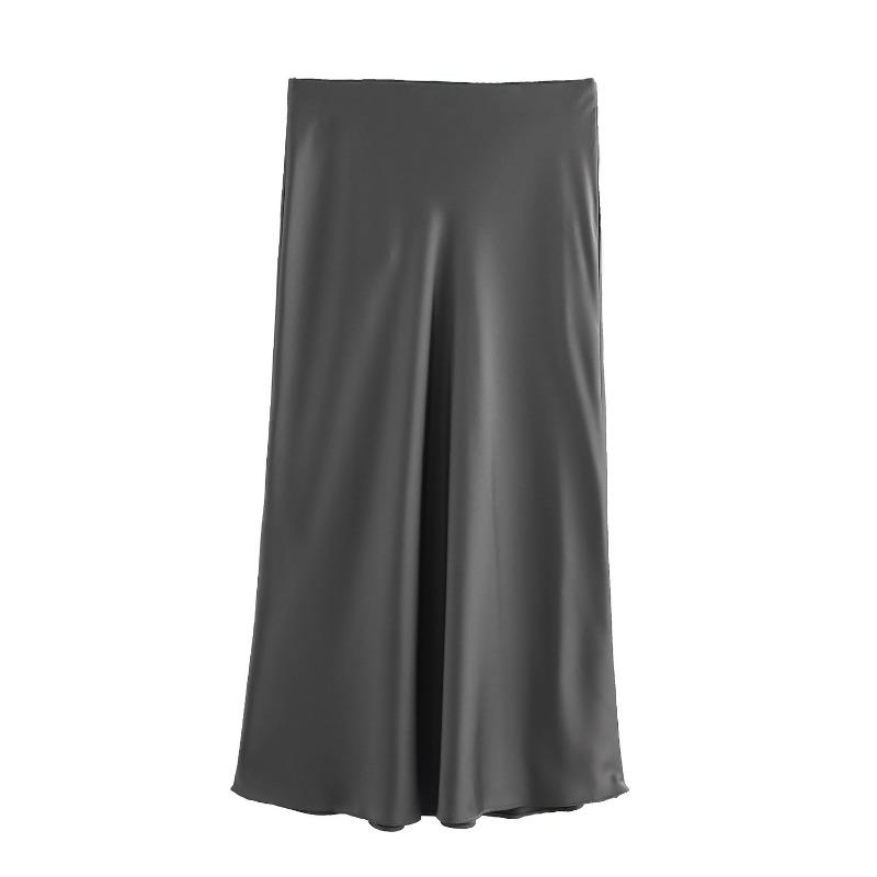 Sommer Neue Mode Hohe Taille frauen Satin Röcke Elegante Solide EINE Linie Lose Lange Rock für Frauen Vintage Slim Fit büro Damen Rock 25959