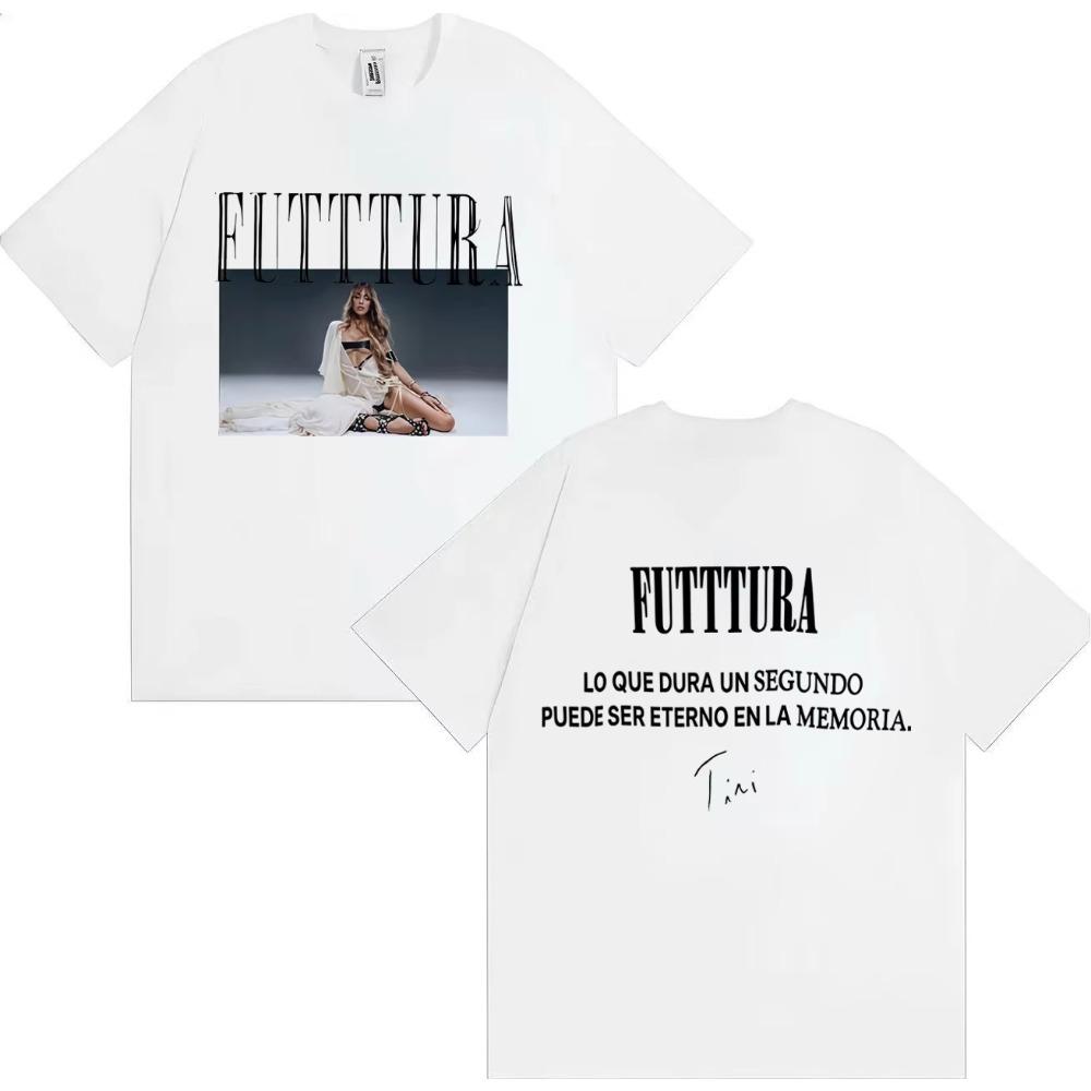 Hot Singer TINI Futttura 2025 Tour Merch Double Sided Print Aesthetic Y2K Short Sleeve Tshirt Mens Hip Hop Casual Hot Sale Tees
