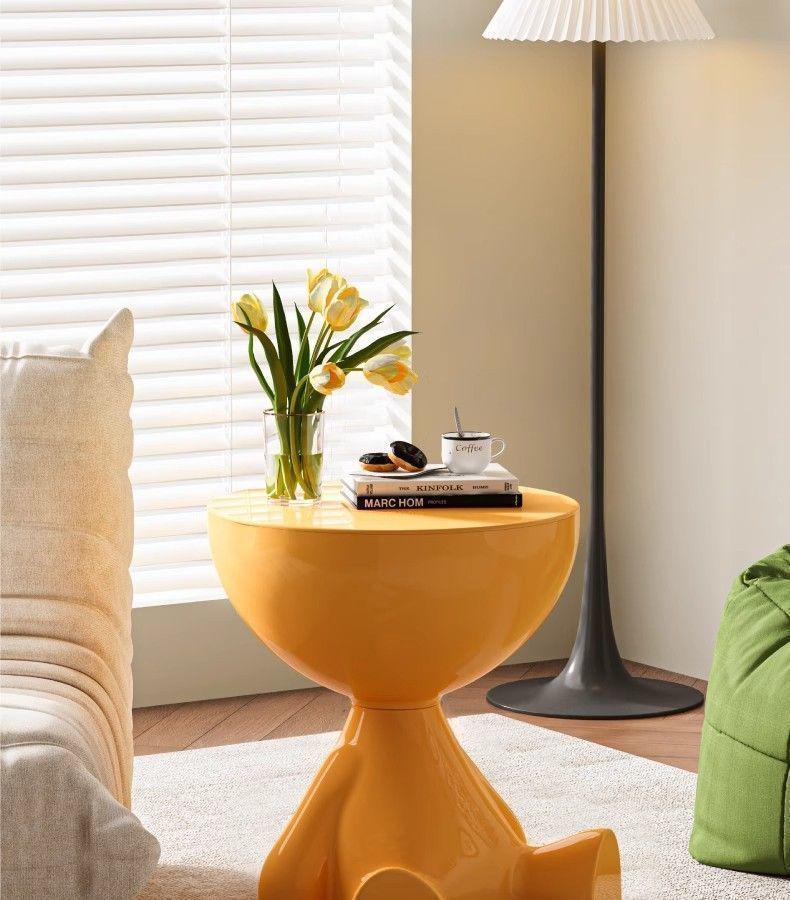 Mesa de Centro Cuadrada Corta Creativa Estilo Crema - Versátil Mesa Auxiliar Pequeña para Sala de Estar, Hogar, Sofá, Mesita de Noche, Móvil, Redonda o para Esquina.