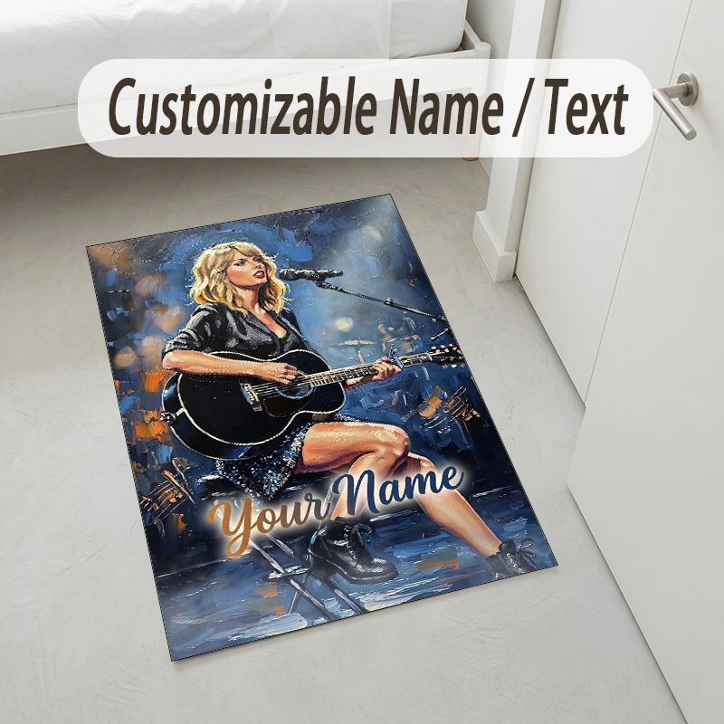Personalized Crystal Velvet Carpet,Taylor Swift Custom Printed Name, Plush Area Rug For Home Indoor Decor