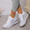 Rhinestone Lace-up Women's Casual Shoes Low-top Sports Fashion Wind Slope Heel Lace-up Fly-woven Women's Sports Shoes