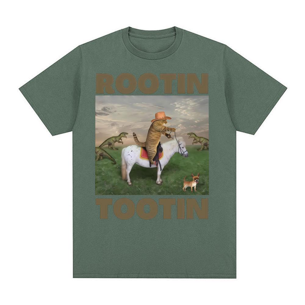 Rootin Tootin Cowboy Cat Graphic Tshirts Unisex Clothing Retro Fashion Humor Short Sleeve T Shirts Cotton Casual Oversized Tshirt