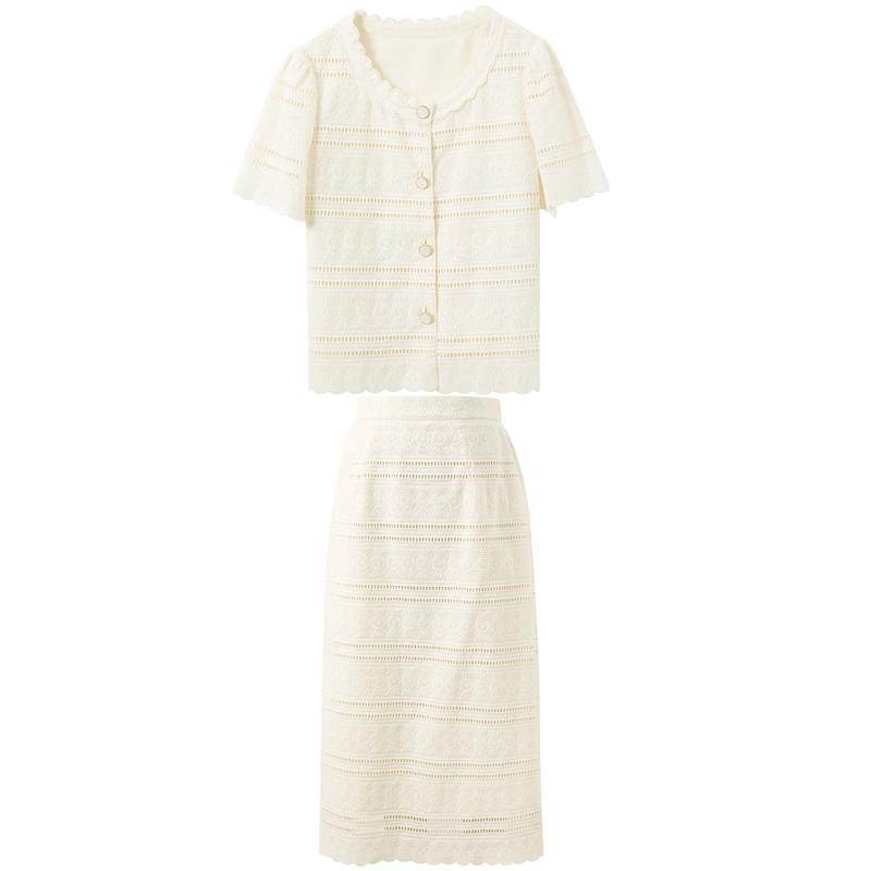 Sancai Summer Plus Size Cardigan and A-Line Skirt Two-Piece Set
