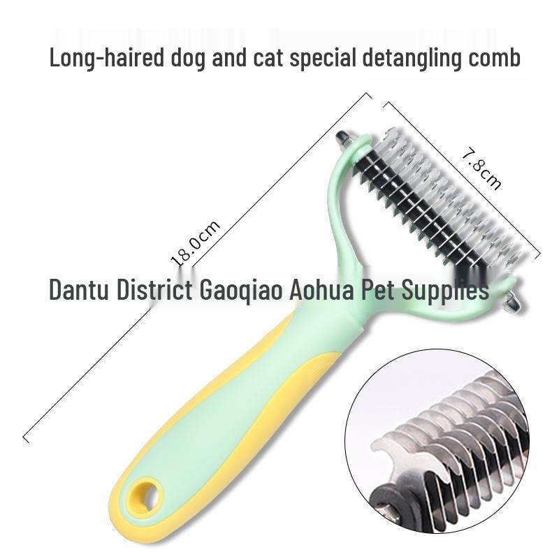 Dual-Sided Stainless Steel Pet Comb for Hair Removal & Dematting