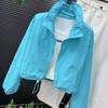 Damen Kurzarm Sonnenschutz Sommer Locker Reise Outdoor Stehkragen Mantel Damen Freizeit Unifarben Reißverschluss Mantel
