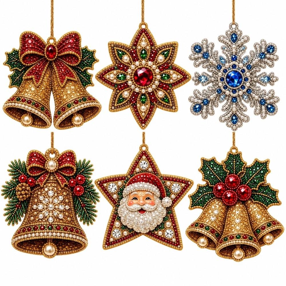 6pcs/set Acrylic Round Board Suncatcher Craft Kit Christmas Decor Craft  Christmas Festival