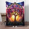3D Abstract Tree Of Life Flannel Blanket Fluffy Children Sofa Plush Bedspread Throw Lunch Blanket for Sofa Bed Nap Cover Kids