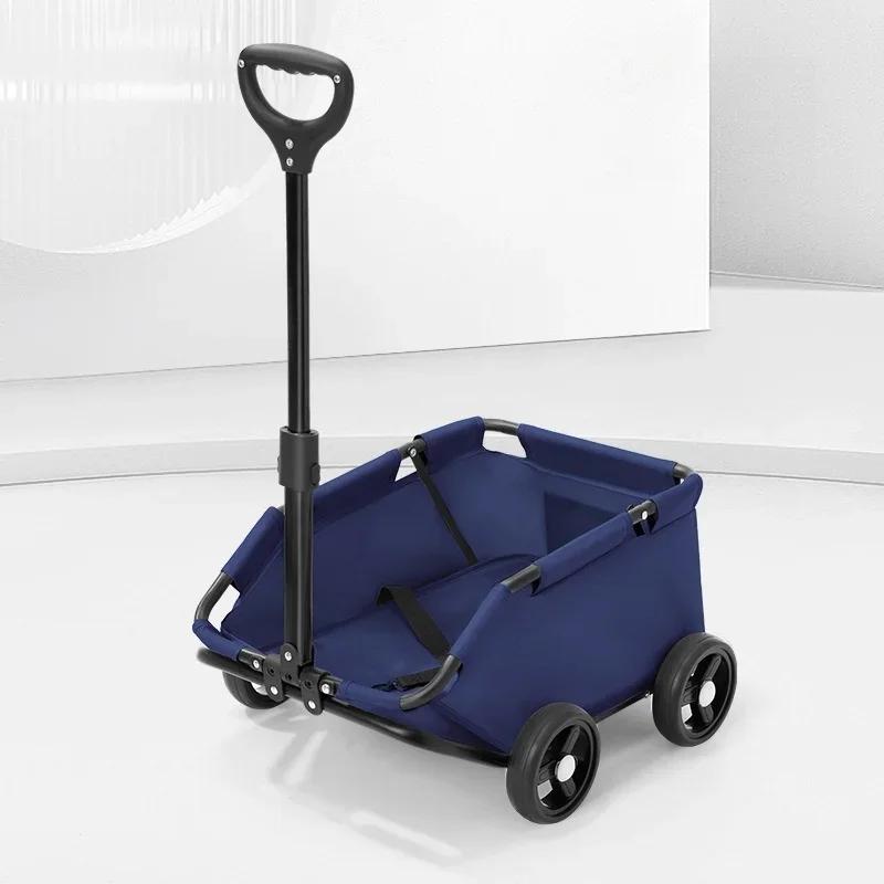

Складная коляска для домашних животных, коляска для маленьких питомцев, 4 колеса, дорожная тележка для кошек, переноска для кошек на колесах, коляска для собак, подходит для котят, щенков синий