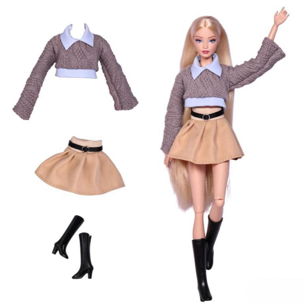 1SET Fashion Short Skirt Outer Garment Pants Cute Fur Coat Windbreaker Dresses  For 30CM Doll