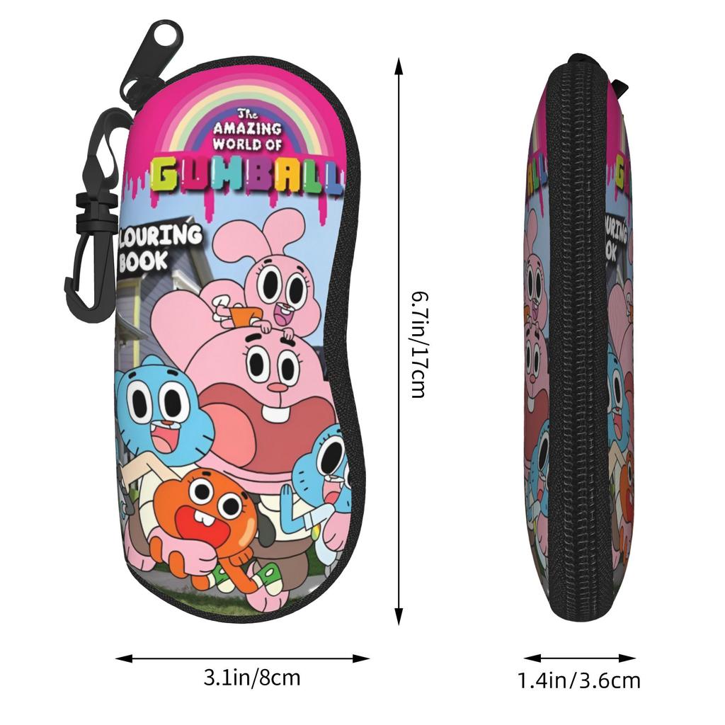 Lovely The Amazing World of Gumballs Glasses Case Student Zipper Sunglasses Storage Box Cartoon Eyeglasses Box