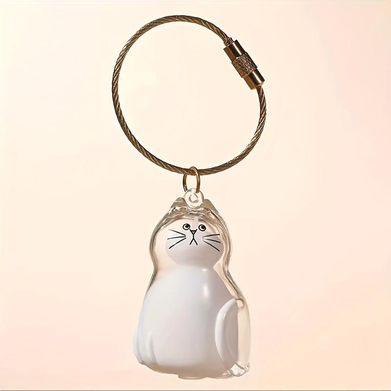1PC Memorial Pet Fur Storage Pendant Transparent Cat Storage Keychain Cat Hair Preservation Keyring Accessory Cat 5x4cm