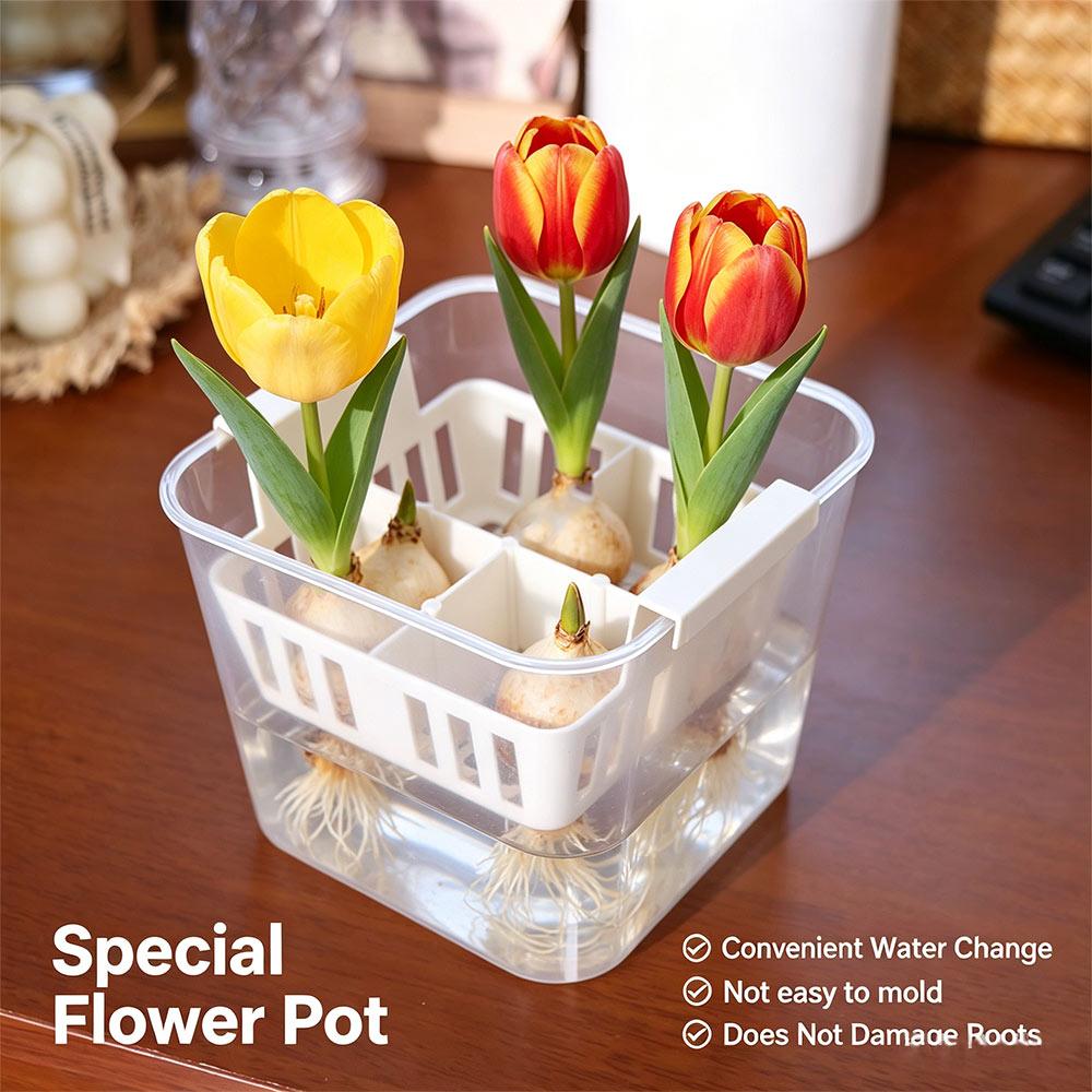 4 Grids Hydroponics Nursery Pots Planter Containers Corm Plant Growing Pots Balcony Planting
