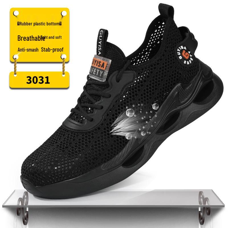 

Men s Summer Lightweight Non-Slip Safety Shoes, Anti-Smash & Puncture-Resistant, Fly-Knit, & Wear-Resistant Labor Protection Footwear.
