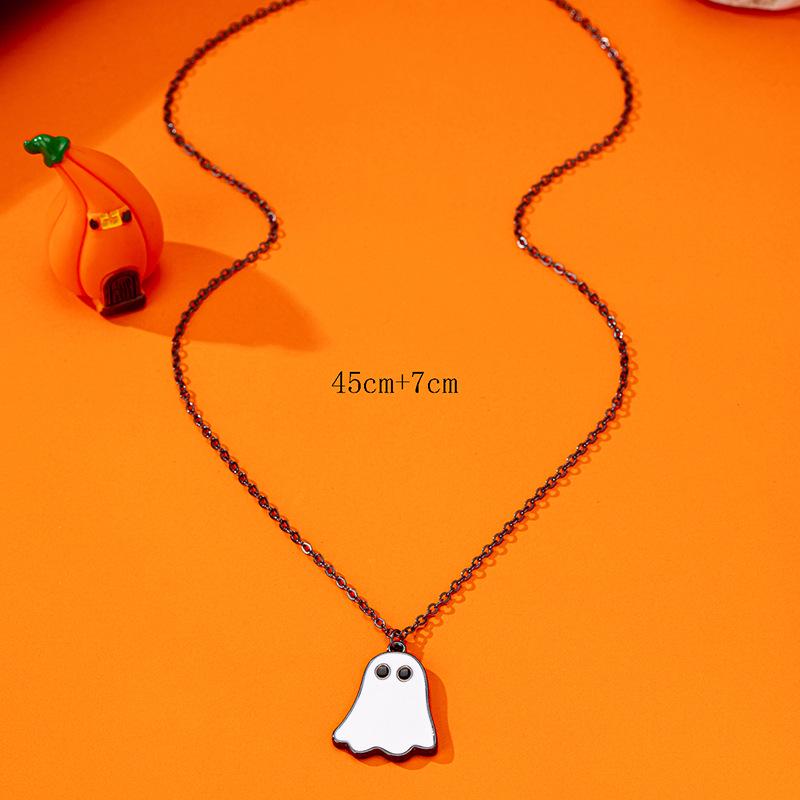 Trendy Halloween Ghost Pendant Necklace for Women - Stylish and Unique Enamel Design