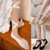 Women Crisscross Ribbon Bandages Low Cut Antislip Cotton Socks Japanese Style Dancing Party Solid Invisible Short Socks