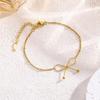 Gold Bow Pendant Necklace - Trendy Retro Style for Women